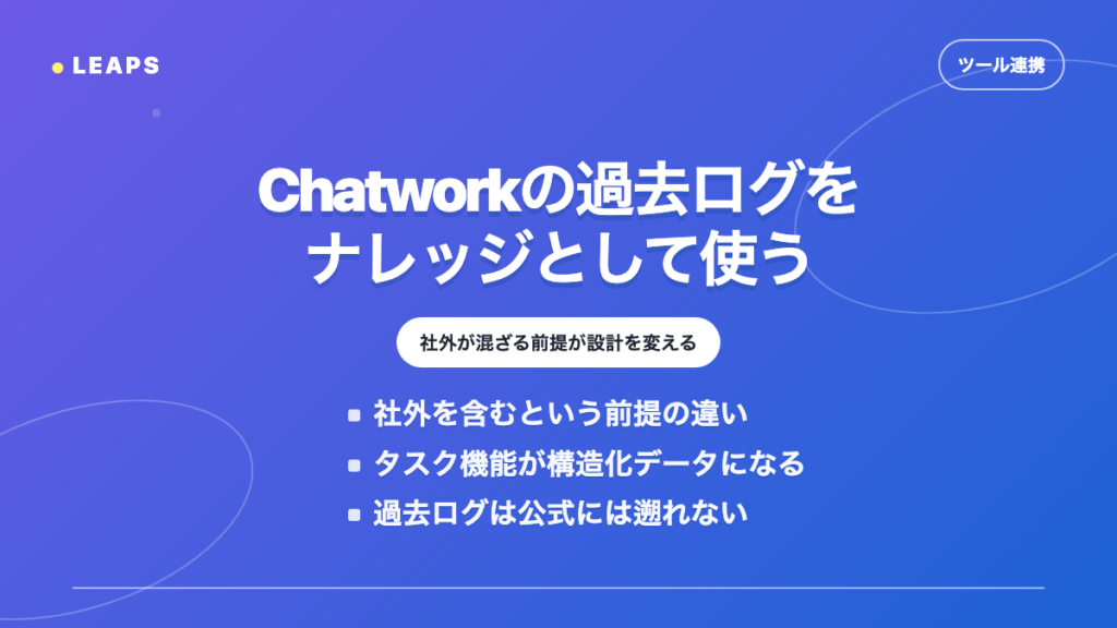 Chatworkの過去ログを社内のナレッジ共有に使う
