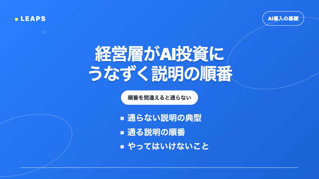 経営層がAI投資にうなずく説明の順番