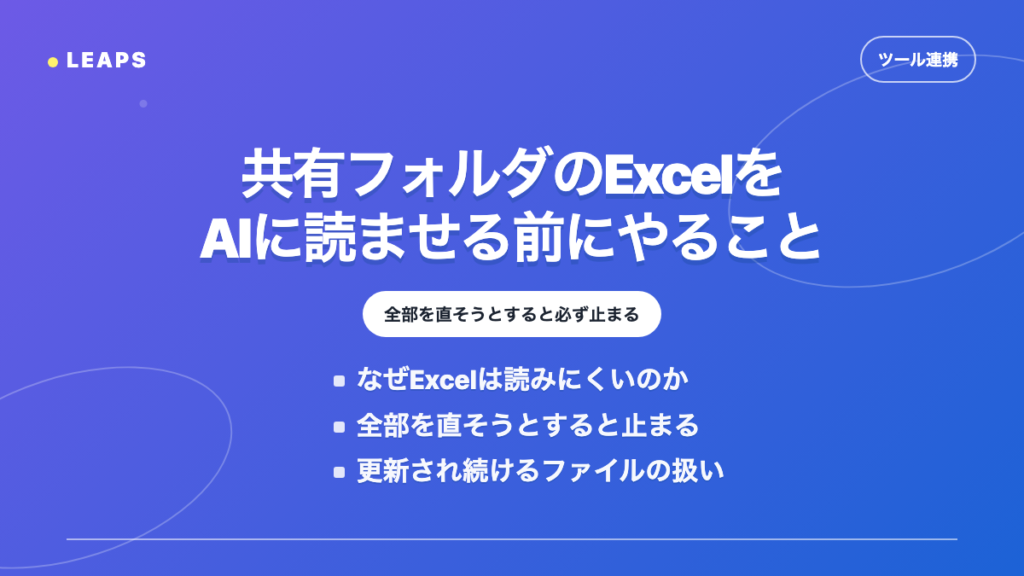 共有フォルダのExcelをAIに読ませる前にやること