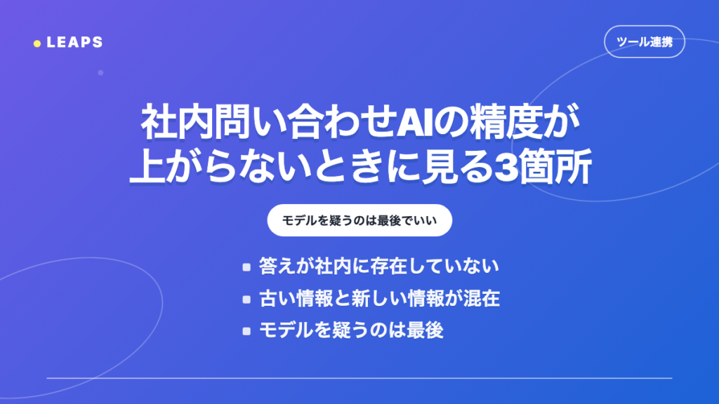 社内問い合わせAIの精度が上がらないときに見る3箇所