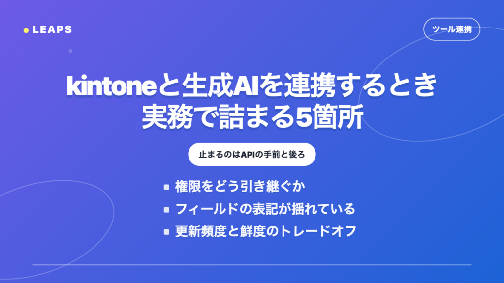 kintoneと生成AIを連携するときに実務で詰まる5箇所