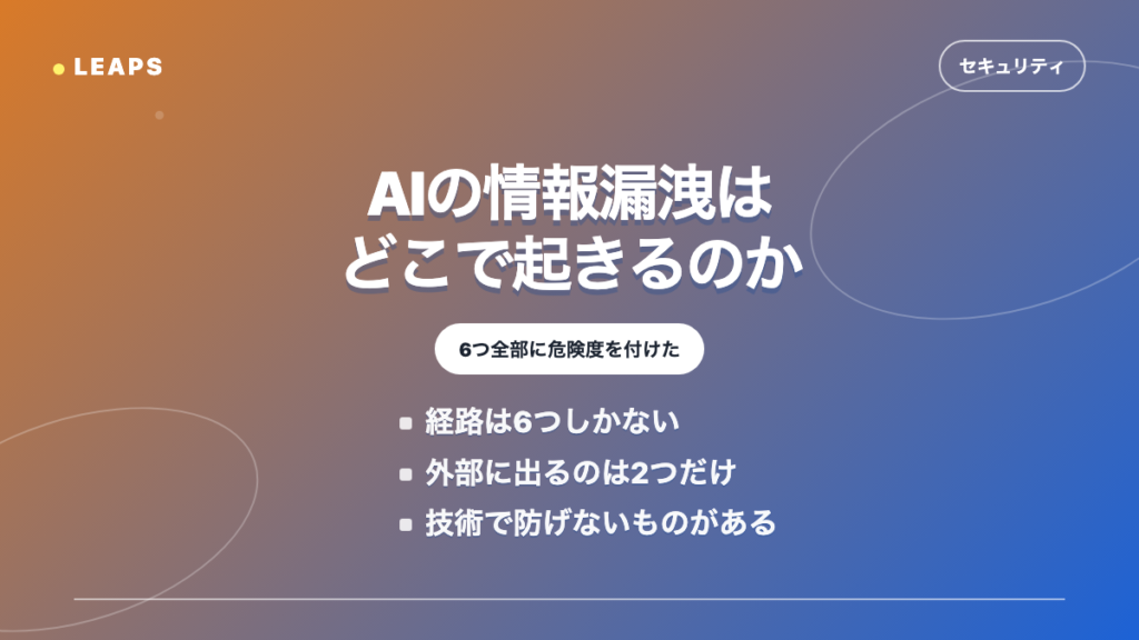 生成AIの情報漏洩はどこで起きるのか。経路を全部挙げる